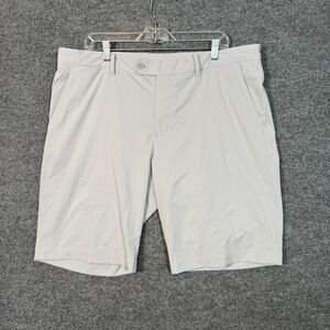 J.Lindeberg Shorts Mens 38 White Gray High Vent Flat Front Performance Golf